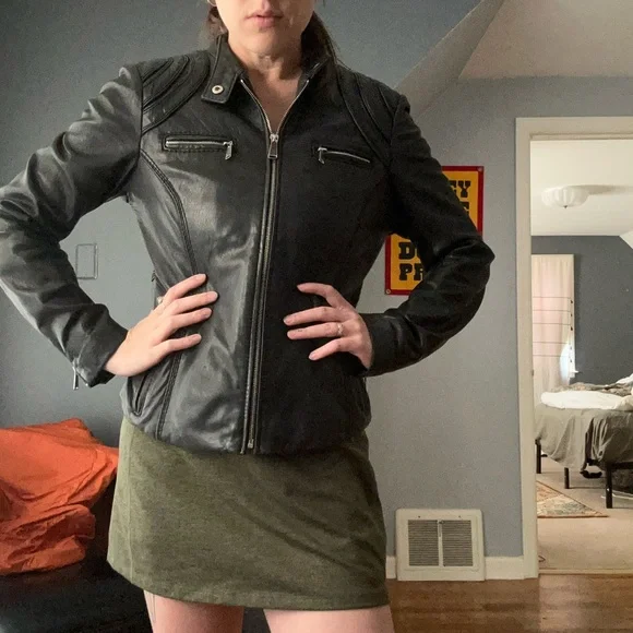 Vintage Neiman Marcus Genuine Leather Biker Jacket Coat Medium - Picture 7 of 10